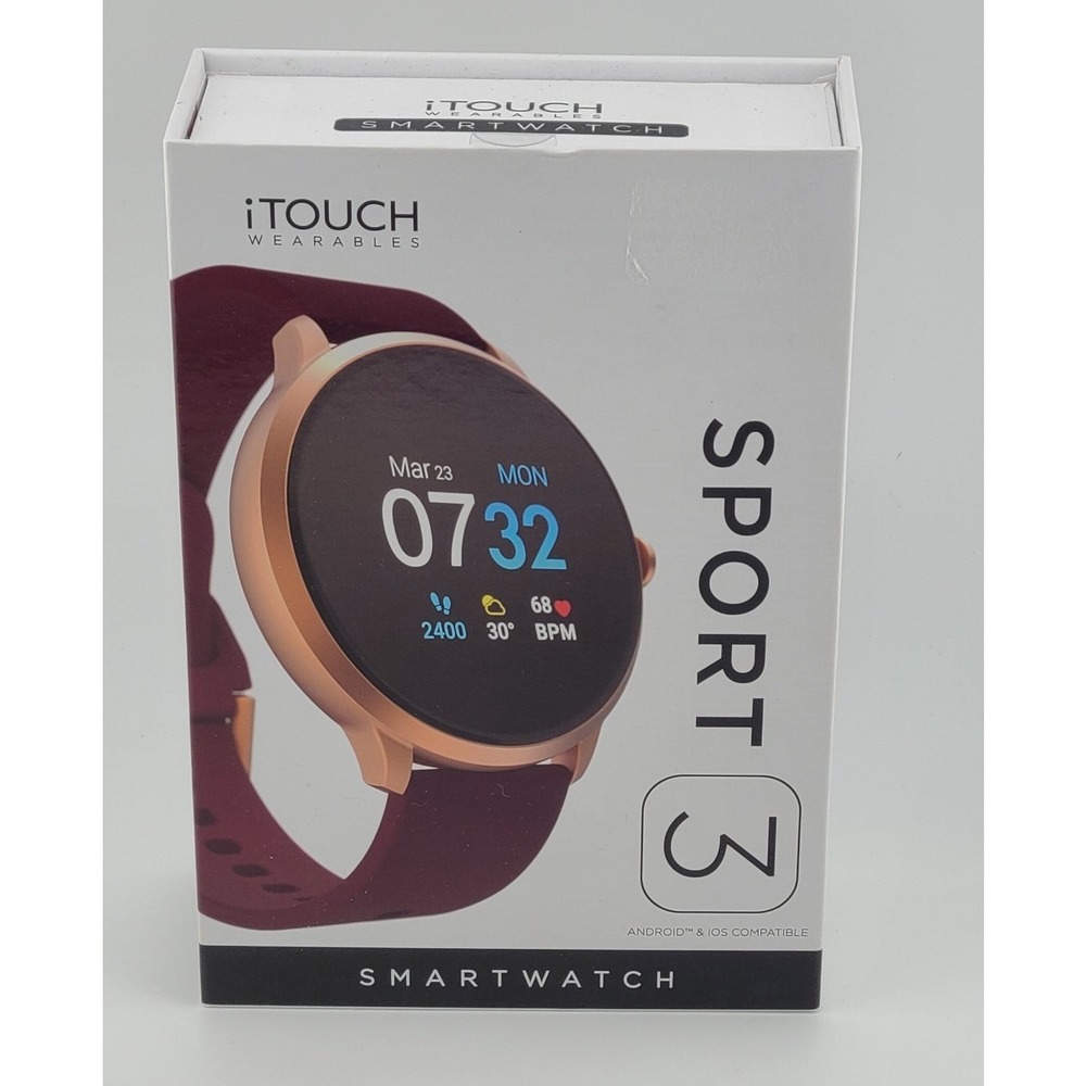 iTOUCH Sport 3 Smartwatch Rose Gold Merlot Band Android iOS